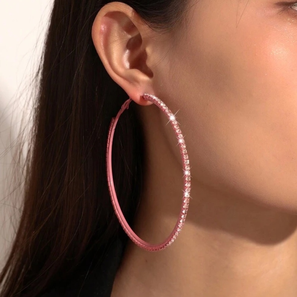 Elegant Pink Hoop Earrings